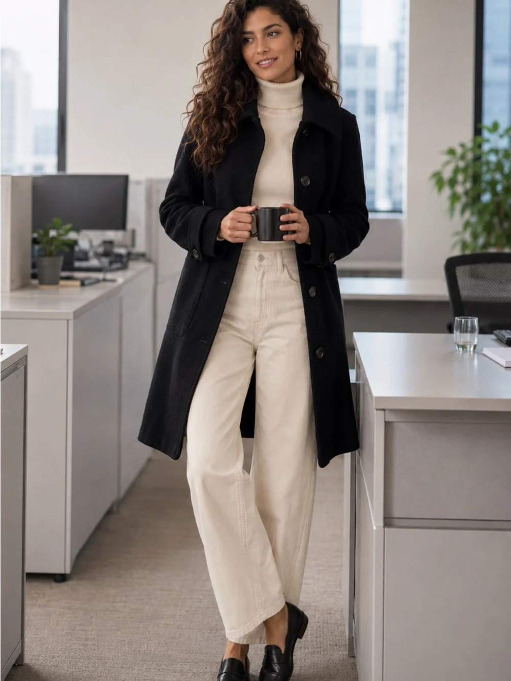 J. CREW LADY COAT in ITALIAN BOILED WOOL Black SIZE 6 ~ Pristine